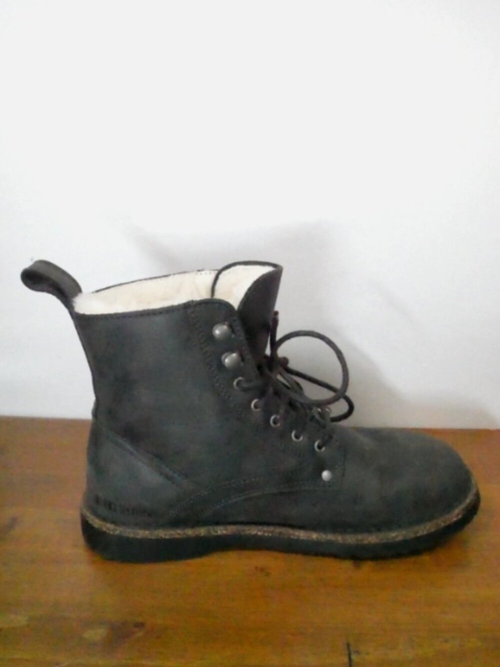 Birkenstock Bryson Combat Ankle Boots 39 Ladies 8 Men 6 Graphite Leather Lace Up